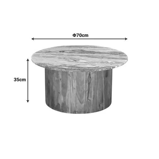 379-000008 Клуб маса Sergy 70x70x35см – акација / мермер