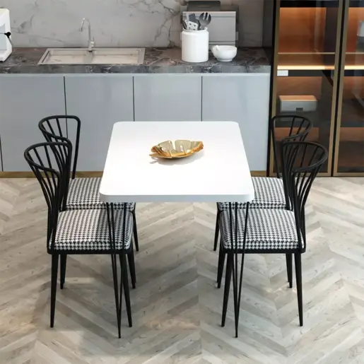 FD-4CKTSPL70110- 1002 Трпезариска маса со 4 столици ВИТОРИА Црна/Бела