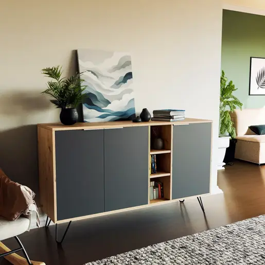 119-001063 Buffet Clara во даб - темно сива боја 142x35.5x83cm