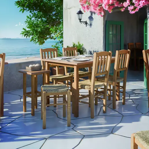 200-000747 Столче за кафуле со подлога Dmnir-Charchie цврсто буково дрво полирано орев 41x42x92см