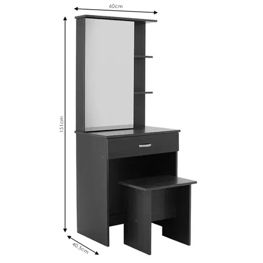 249-000027 Тоалетна маса со огледало Zelia во боја венге eo 60x40.5x151cm