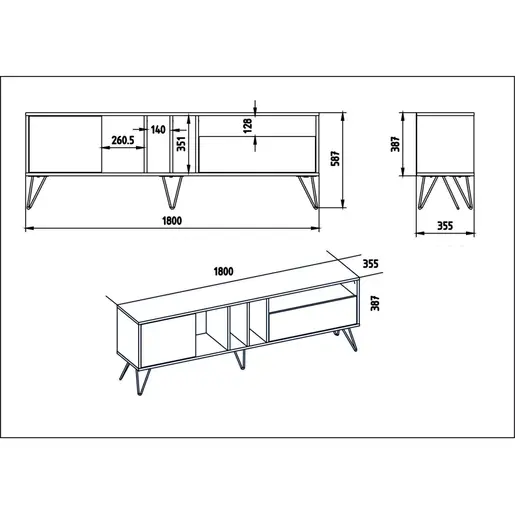 875ZNA3058 ТВ Комода Mistico (180) - Walnut, Black