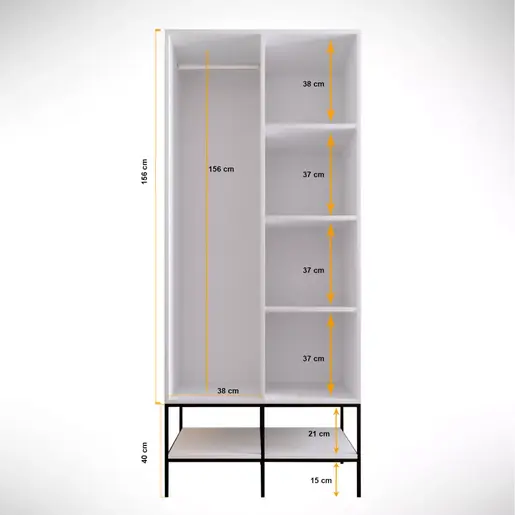 801CMY3438 Плакар Martin 2 - White, Black, Gold