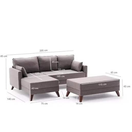 825BLC2587 Софа Bella Mini Corner Sofa Left - Brown