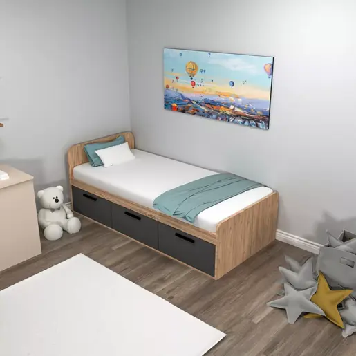 550ARN1509 Единечен кревет Akser - Atlantic Pine, Anthracite