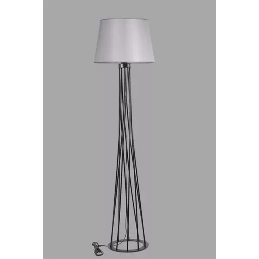 846STL2975 Подна ламба Havin Lambader Siyah Ayak Pramit Açık Hasır Gri Abajurlu