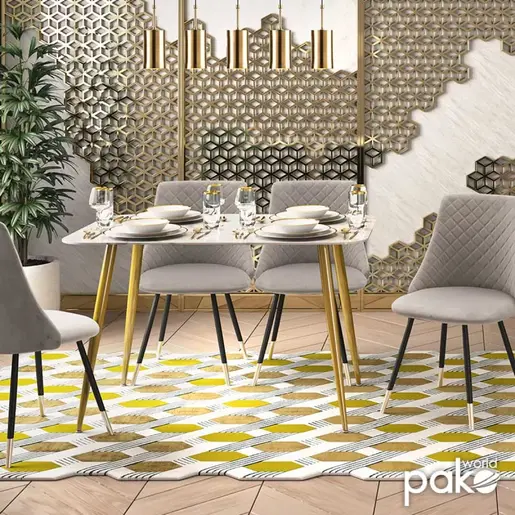 029-000086 Трпезариска маса Paris marble pattern-golden