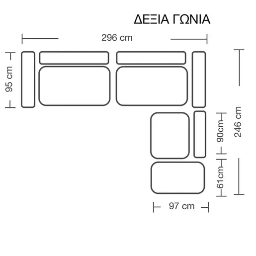 168-000064 London реверзибилна полиморфна софа сива-беж ткаенина-светло сиви перници