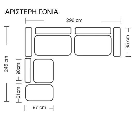168-000064 London реверзибилна полиморфна софа сива-беж ткаенина-светло сиви перници