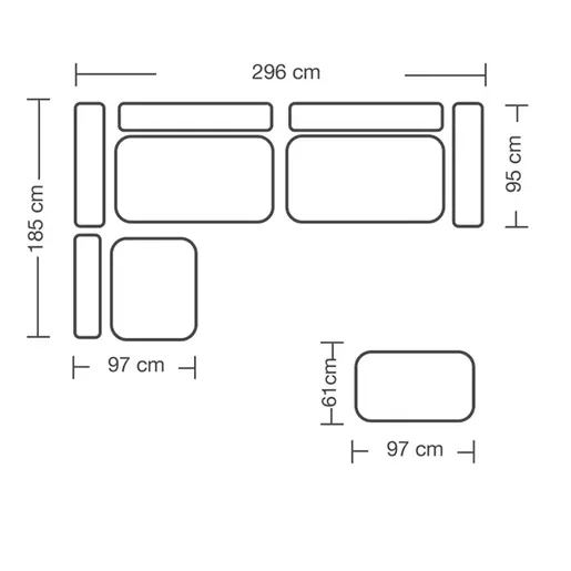 168-000064 London реверзибилна полиморфна софа сива-беж ткаенина-светло сиви перници