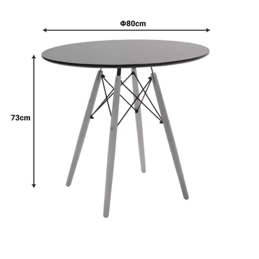 292-000105 Трпезариска маса Јулита Црна Миди D80x73cm