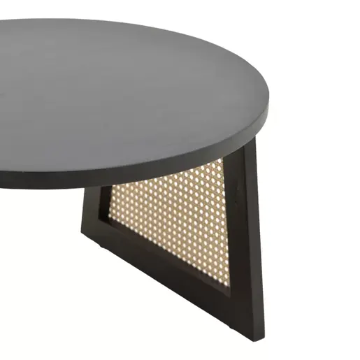 376-000006 Клуб маса Tamarind – манго дрво (црн финиш) со ратан акценти 65x65x40см