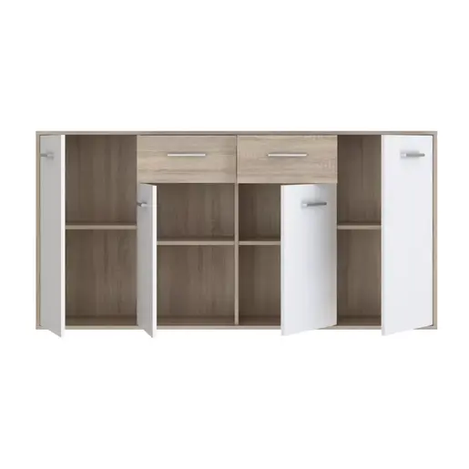 318-000022 Drepen меламински буфет во бела и сонома боја 162.3x34.2x81.7cm