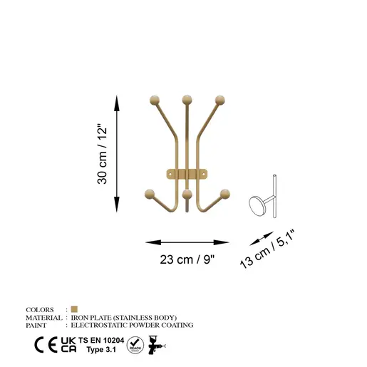 494PYT1148 Метална ѕидна закачалка Ant-A