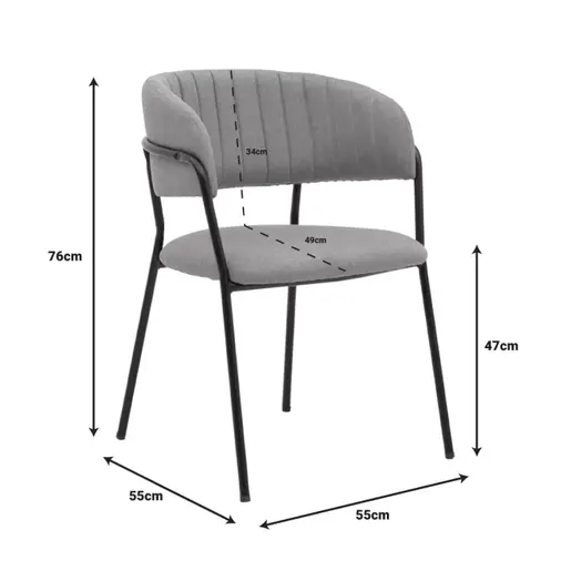 292-000048 Стол Morel бежова ткаенина- црни метални ногарки 55x55x76см