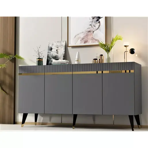 475OLV1739 Комода Defne - Anthracite, Gold