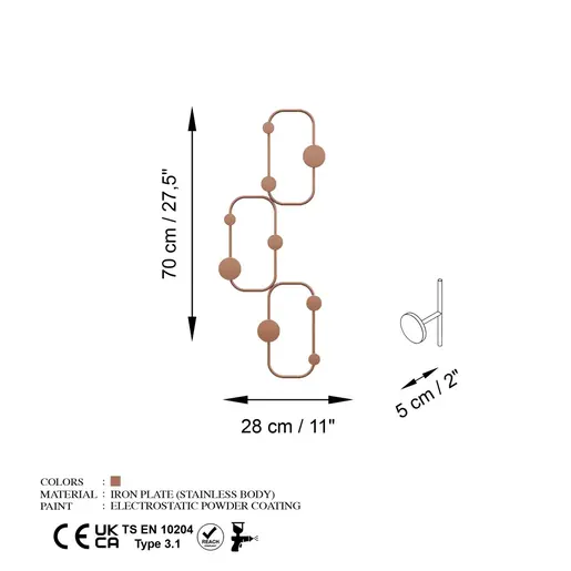 494PYT1166 Метална ѕидна закачалка Lizzard-C