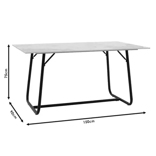101-000074 Трпезариска маса Revello white marble-metal black leg