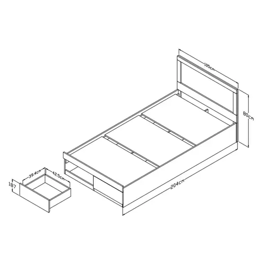 123-000244 Bed Olympus pakoworld with drawer in wenge color 100x200cm