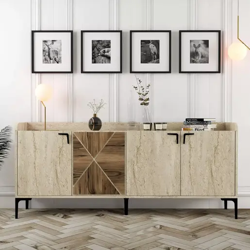 845HCT5612 Комода Venedik - Walnut, Travertine