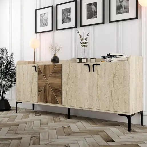 845HCT5612 Комода Venedik - Walnut, Travertine