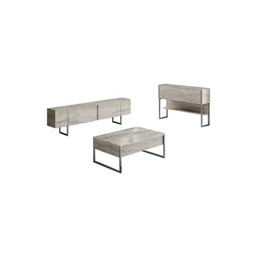 618BLY1229 Комплет мебел за дневна соба Luxe Set - Travertine, Silver