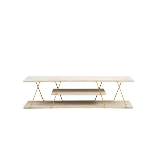 854KLN3086 Тв комода Canaz - Gold, Travertine