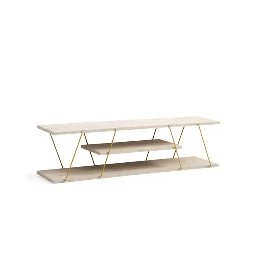 854KLN3086 Тв комода Canaz - Gold, Travertine
