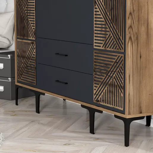 845HCT5469 Плакар Kumsal PTP - Walnut, Anthracite