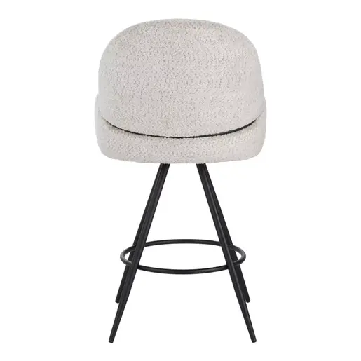 029-000296 Morea ротирачко барско столче букла во беж боја со црни метални ногарки