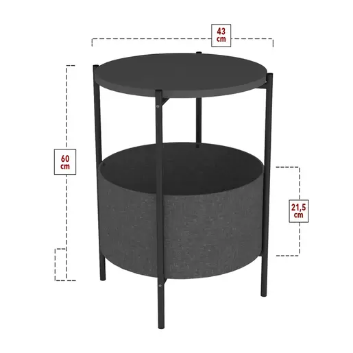 MK-22-02-08 Помошна масичка CIRCLE антрацит