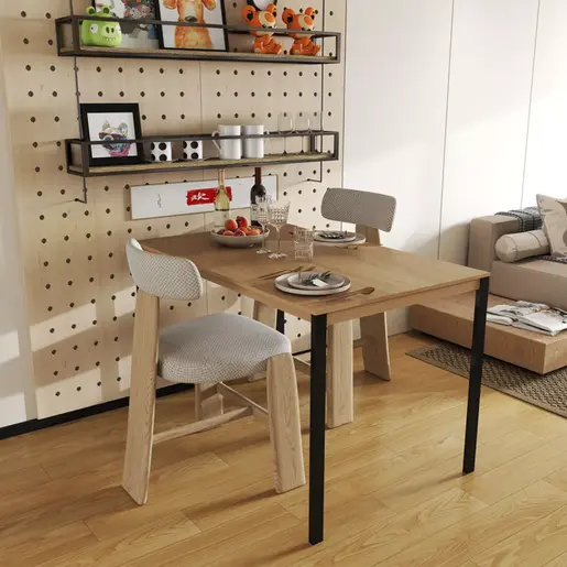 225-000082 Трпезариска маса Faragio со метална конструкција во нијанса природно-црна 120x75x75см