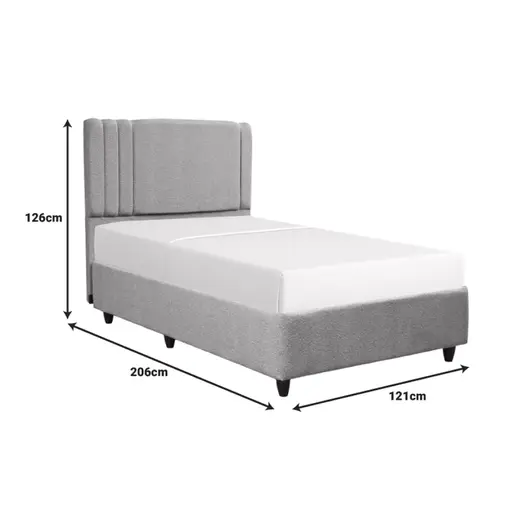 322-000028 Кревет со простор за складирање Lineo single boucle во беж нијанса 120x200cm