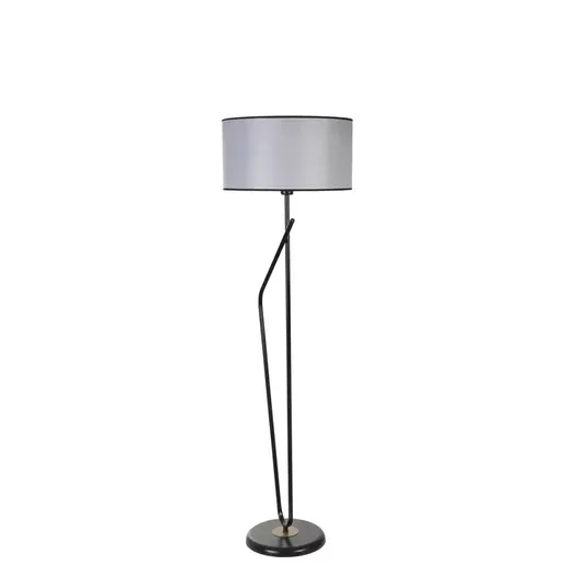 534LUN4585 Подна ламба Alfa Siyah Lambader Silindir Hasır Gri Abajurlu