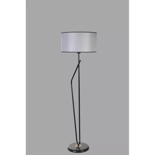 534LUN4585 Подна ламба Alfa Siyah Lambader Silindir Hasır Gri Abajurlu