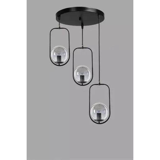 846STL2882 Лустер Ahu 3 Lü Tepsili Füme Camlı Siyah Sarkıt