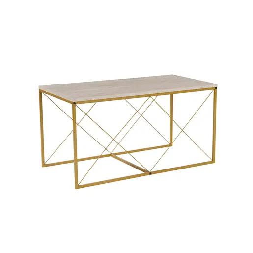 854KLN4753 Клуб маса Defne - Gold, Travertine