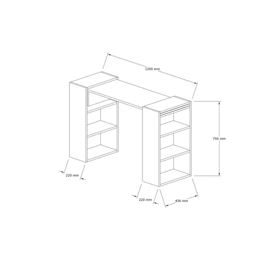 835PUQ3801 Биро Handy - Walnut, White