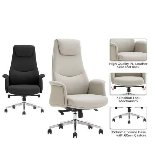 069-000082 Канцелариски стол за менаџер Rekter PU во црна боја 77x65x119-127cm