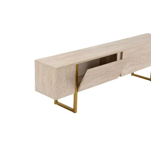 241NRD1308 ТВ Комода Serenity - Travertine, Gold