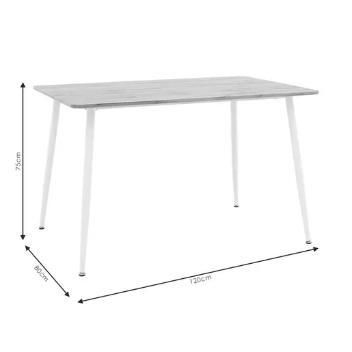 200-001004 Ezra-Cuba на трпезариска маса сет од 5 парчиња- во бела-сонома боја 120x80x75см