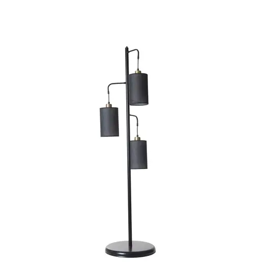 534LUN4560 Подна ламба Jozef 3 Lü Siyah Hasır Siyah Abajurlu Lambader