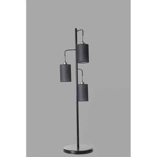 534LUN4560 Подна ламба Jozef 3 Lü Siyah Hasır Siyah Abajurlu Lambader