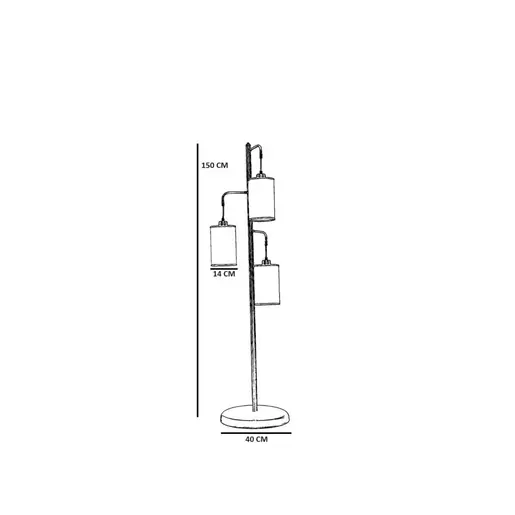 534LUN4560 Подна ламба Jozef 3 Lü Siyah Hasır Siyah Abajurlu Lambader