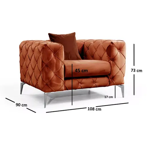 071-001291 PWF-0579 фотелја теракота ткаенина