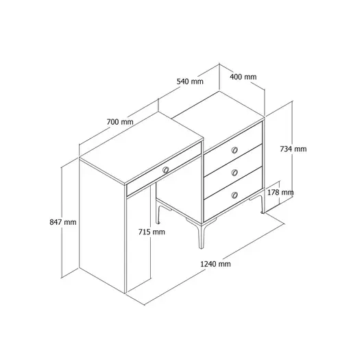 845HCT2307 Тоалетна маса Lizbon 556 - White