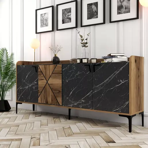 845HCT5313 Комода Venedik - Walnut, Black Marble
