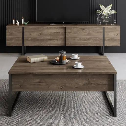 618BLY1126 Клуб Маса Luxe - Walnut, Black