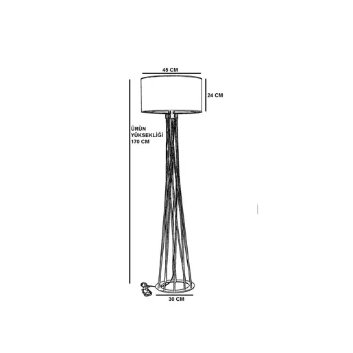 846STL2971 Подна ламба Havin Lambader Siyah Ayak Silindir Koyu Gri Abajurlu