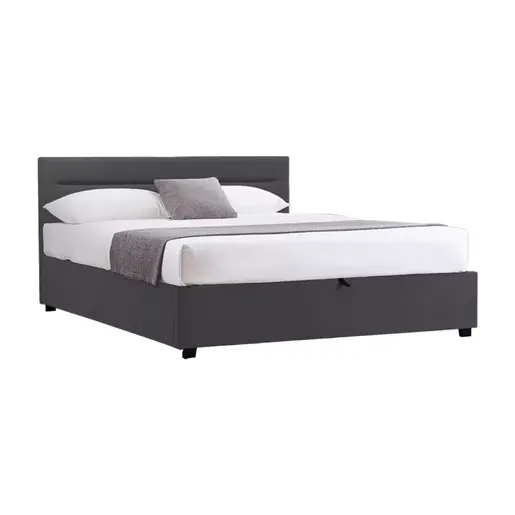 006-000060 Molito pakoworld velvet bed in black shade with storage space 150x200cm
